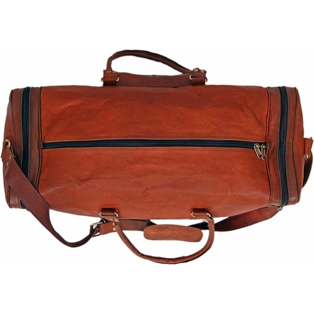 Goat Leather Tote Luggage Travel Vintage Duffel Gym Bag Men's Perfectly Crafted
