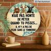 2D Flat, 1pc 7.87inch Round Aluminum Metal Sign, Funny French Quote with Cute Goats Design, Vintage Rustic Farmhouse Decor, Humorous Wall Art for