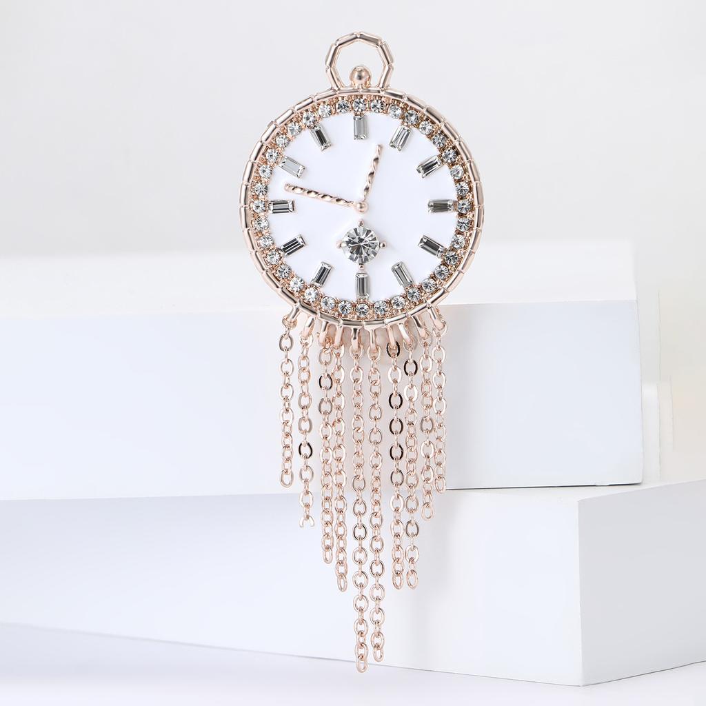 Creative Alloy Enamel Tassel Clock Brooch Fashion Personality Men'S And Women'S Sweater Cardigan Corsage Ornament Pin