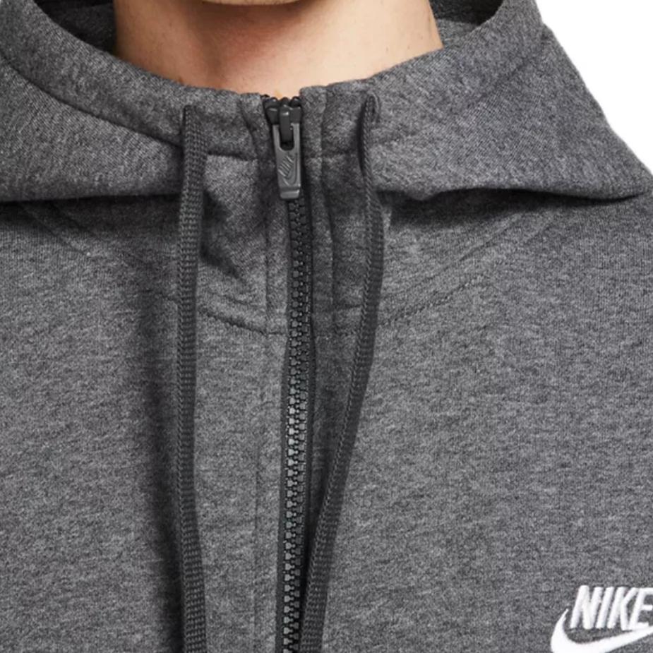 Nike Sudadera con capucha cómoda de manga larga con cremallera y logo del club para hombre, gris carbón 804389-071