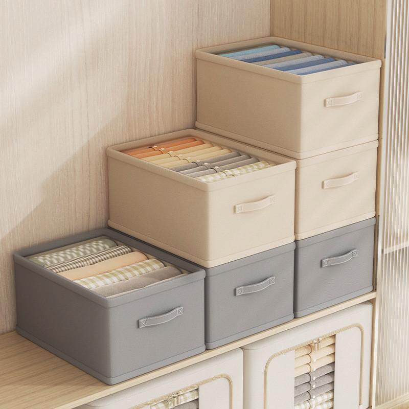 Clothing Storage Box With Foldable Cotton Linen Material For Bedroom Closet Organization