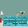 4 Pcs 12 Drawers Desktop Pine Wood Organizer,Blue/Black/Brown Rectangular Desktop Organizer 69*27*30cm for Bedrooms,Offices