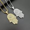 Türkisches Nazar Boncuk Hamsa Hand der Fatima Anhänger Halskette Goldfarbe Edelstahl Iced Out Ketten Für Damen Herren Hip Hop Schmuck