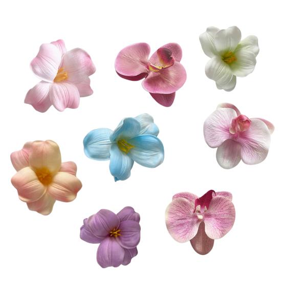 10 Pcs Artificial Faux Silk Phalaenopsis Flower Heads Fake Orchid Head for Wedding Floral Bouquet Decor DIY Craft Making