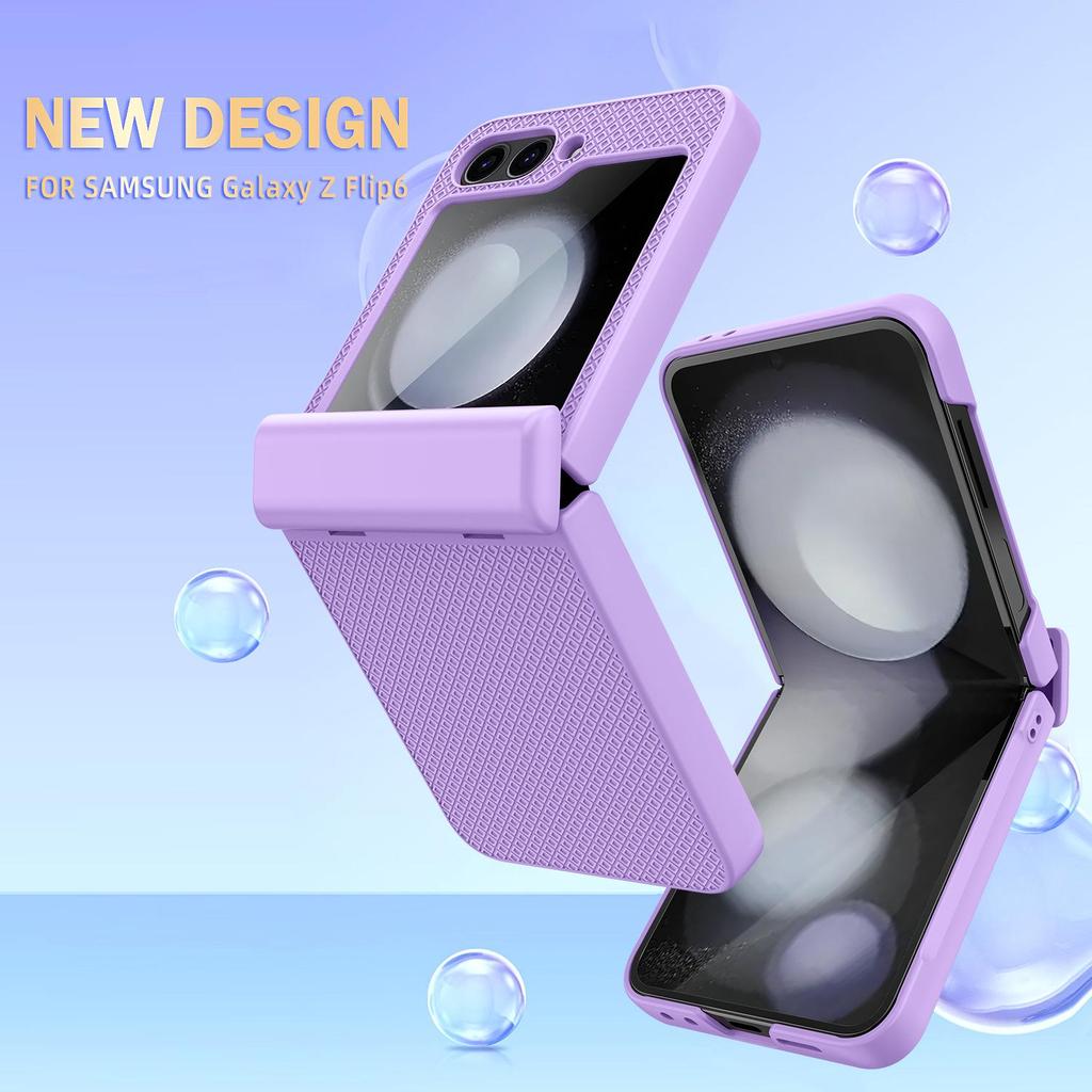 Samsung Z Flip6 Full Wrap Checkered Phone Case with Lens Film and Spring Anti-Fall Protection