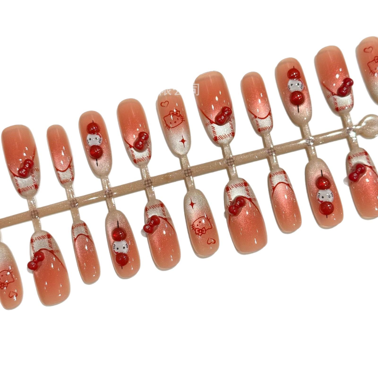 French Cat Eye Rock Candy Blush Nail Stickers: 30-Piece Pre-Made High-Class Versatile Set