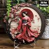 Japanese Kimono Cherry Blossom Geisha Round Aluminum Wall Art 8x8 Inch Metal Sign Home Office Decor Zen