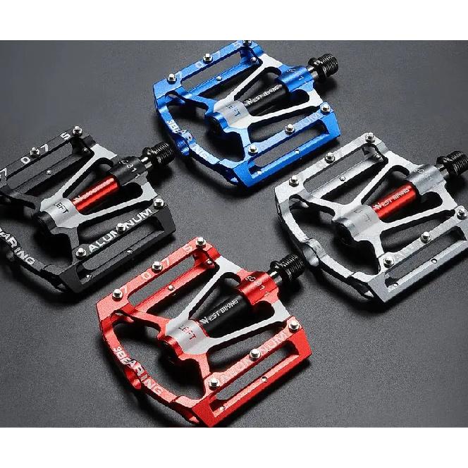WEST BIKING Bicycle Ultralight Pedals 3 Bearings MTB 7075 Aluminum Alloy Flat Pedals Road Bike Non-Slip Colorful Cycling Pedals