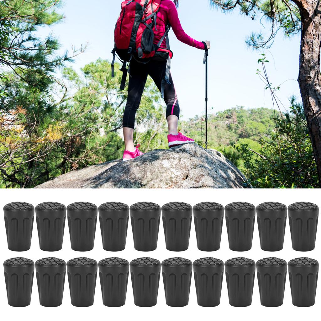 20pcs/Pack Heavy Duty Rubber Walking Stick Tips Ferrule Protectors Cane End Tips
