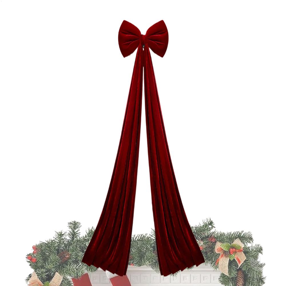 

Extra Large Christmas Tree Topper Bow 6.6 Ft Holiday Decorations Huge Velvet Bows Christmas Tree Topper Decor For Home Wall 40x200cm бордовый