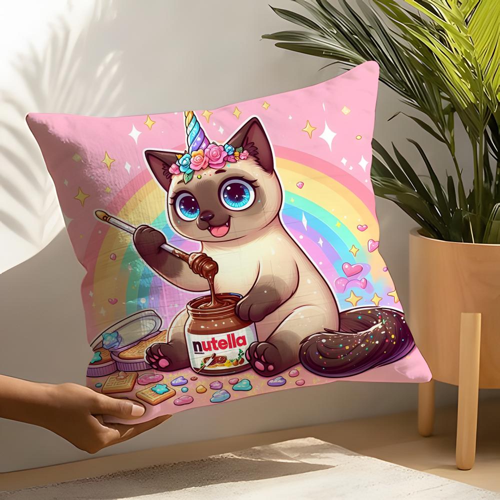 Dreamy Rainbow Unicorn Cats Pillow Case Linen Cushion Covers For Decorative Sofa Home Pillows Case Car Chair Pillows Cases