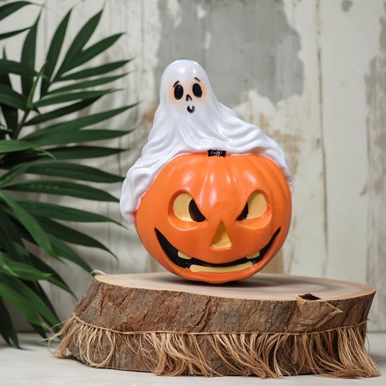 Halloweenská dýně duch figurka pryskyřice strašidelná kreslená socha ducha socha domácí kancelář stolní knihovna sváteční párty dekorace ozdoba