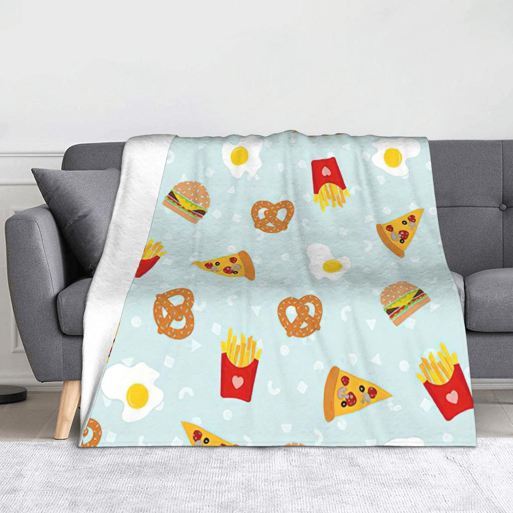 Pepperoni Pizza Pattern Flannel Blanket Tortilla Food Awesome Throw Blankets for Home 125*100cm Bedspread