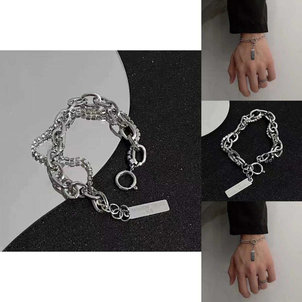 Modern And Chic Double Layer Bracelet For Men Geometric Design Alloy Material