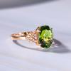 Oval Simulated Emerald Tourmaline Open Ring, 18K Rose Gold-Plated Jewelry for Women