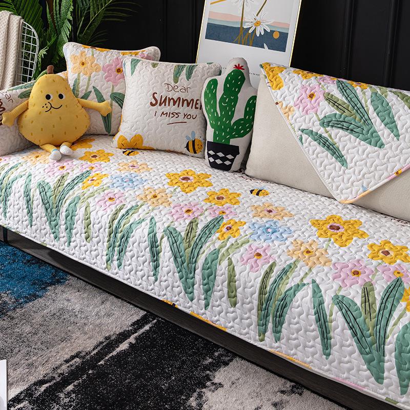 Prosty Materiał Nowoczesna Bawełniana Twill Cztery Pory Roku Antypoślizgowa Poduszka Pokrowiec na Sofę