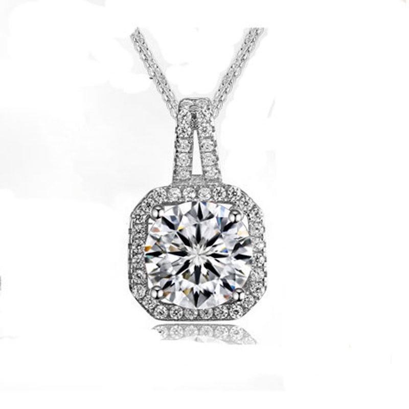 Korean Fashion Imitation Silver Zircon Pendant Necklace for Women