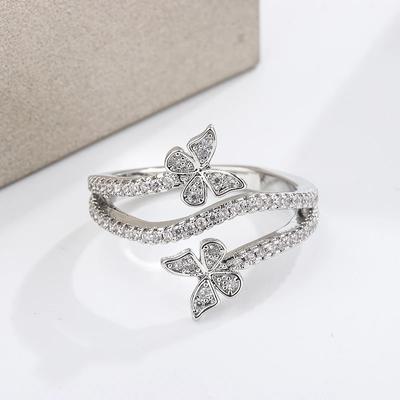 Hoge Kwaliteit Niche Ontwerp Vlinder Witte Zirkonia Ring Dames Feest Verjaardag Sieraden Cadeau