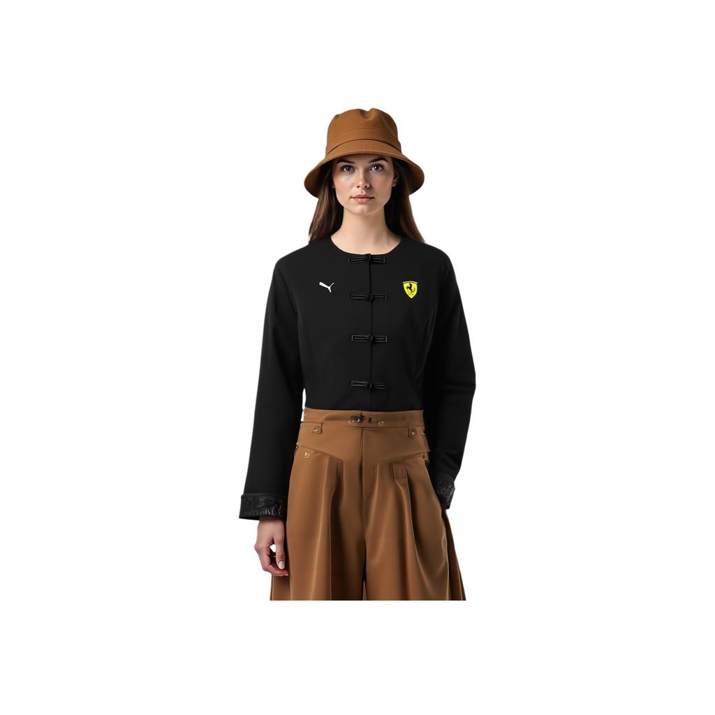 Puma X Spolupráce Ferrari SS25 Čína Limitovaná edice Módní Pohodlná Měkká Šetrná k pokožce Košile s dlouhým rukávem Dámské košile Černá 634326-01
