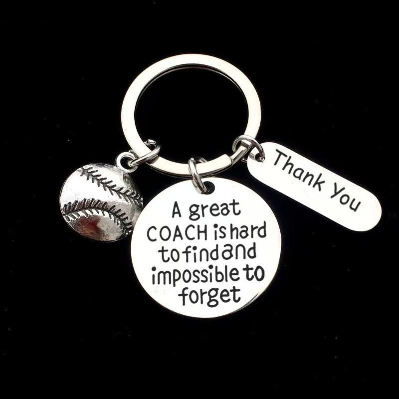 Stainless Steel Engraved Keychain for Coaches: Basketball & Football Grad Gift.