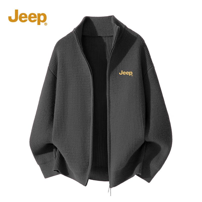 JEEP Men's Heavyweight Knit Stand-Up Collar Cardigan Jacket