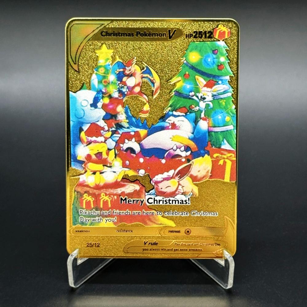 

DIY Assembly Christmas style Metal Pokemon Pikachu Charizard Self Made Collection Card Game Anime Letters Cards Gift Present Toy