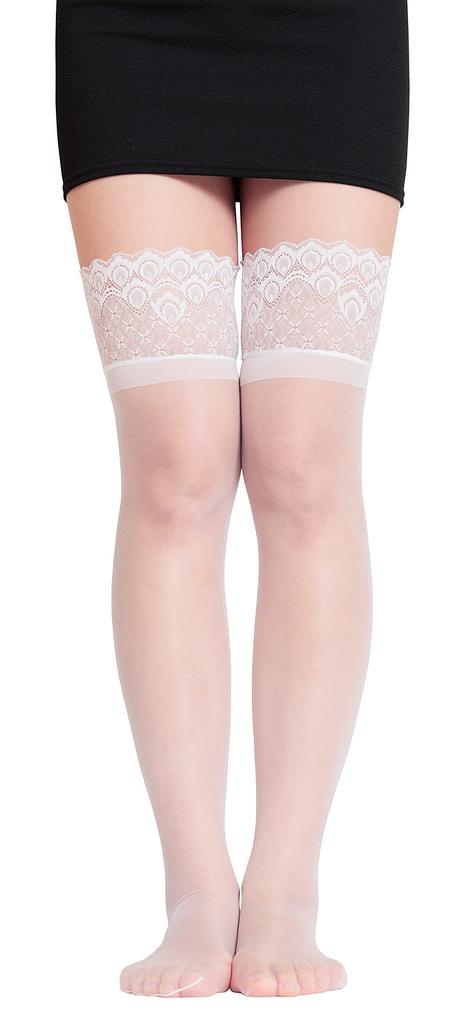 Clearstone My Luxury Cosplay Halloween Knee High Socks See Through White Women's