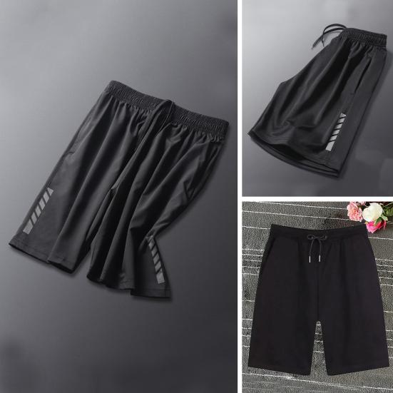 Short Pants Striped Print Versatile Straight Fit Trendy Male Casual Beach Sweatpants Streetwear