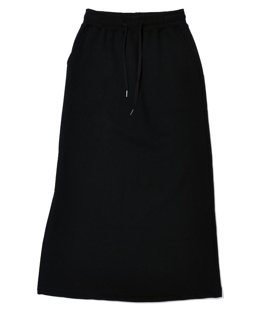 PAPERBOY Basic Sweat Long Skirt - Black