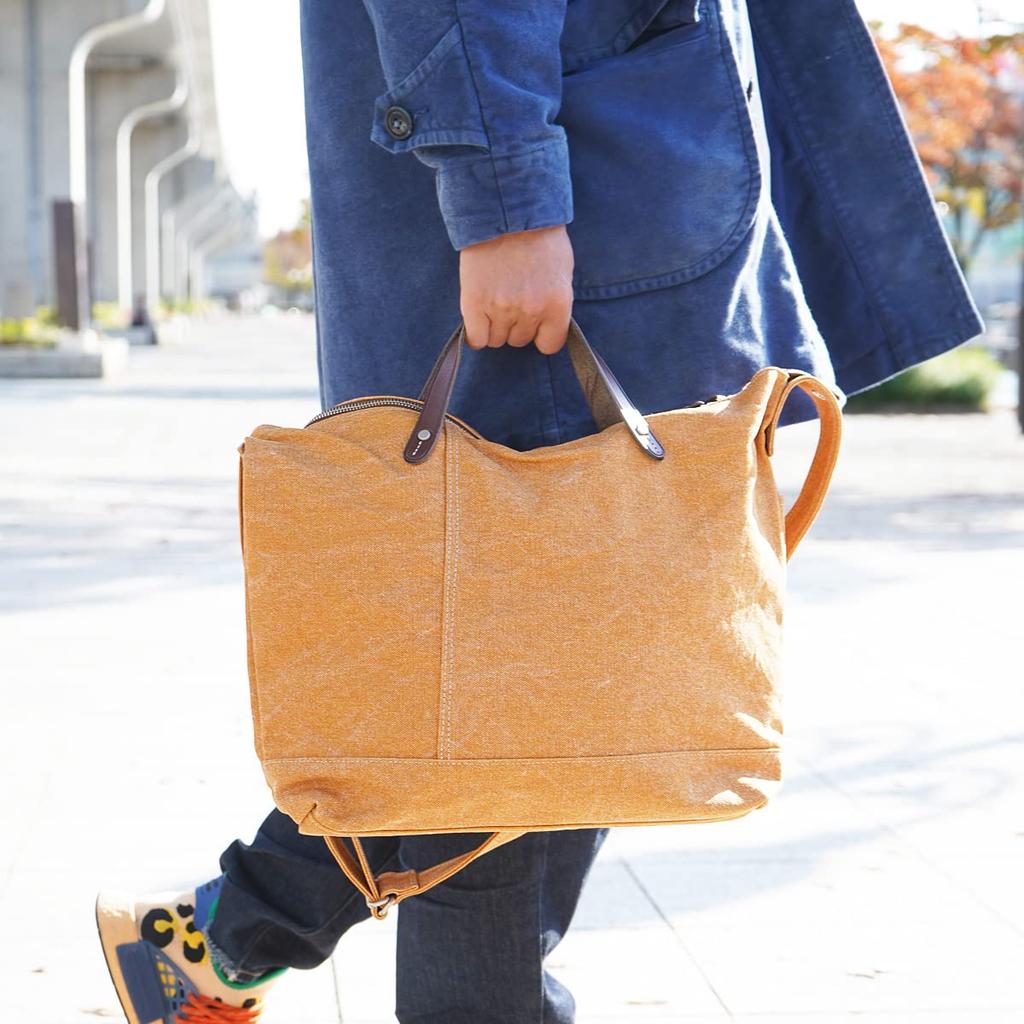 Baggy Port Face No. 8 Canvas Color Coated Editor's Bag YNM-1308 Shoulder BagTote Bag (Orange)