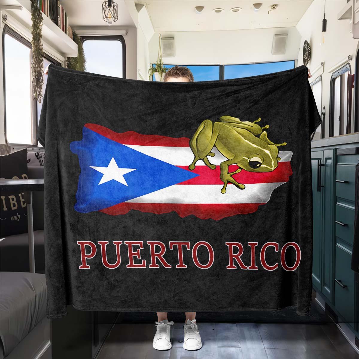 

Soft Warm Puerto Rico Flag Coqui Frog Pattern Flannel Blanket Car RV Travel and Cozy Ideal Gift for Birthday and Any Occasion 130x150cm