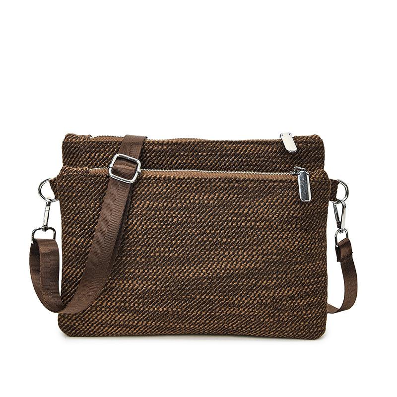 Canvas clutch bag women's new simple trend casual fashion solid color shoulder crossbody small square bag women