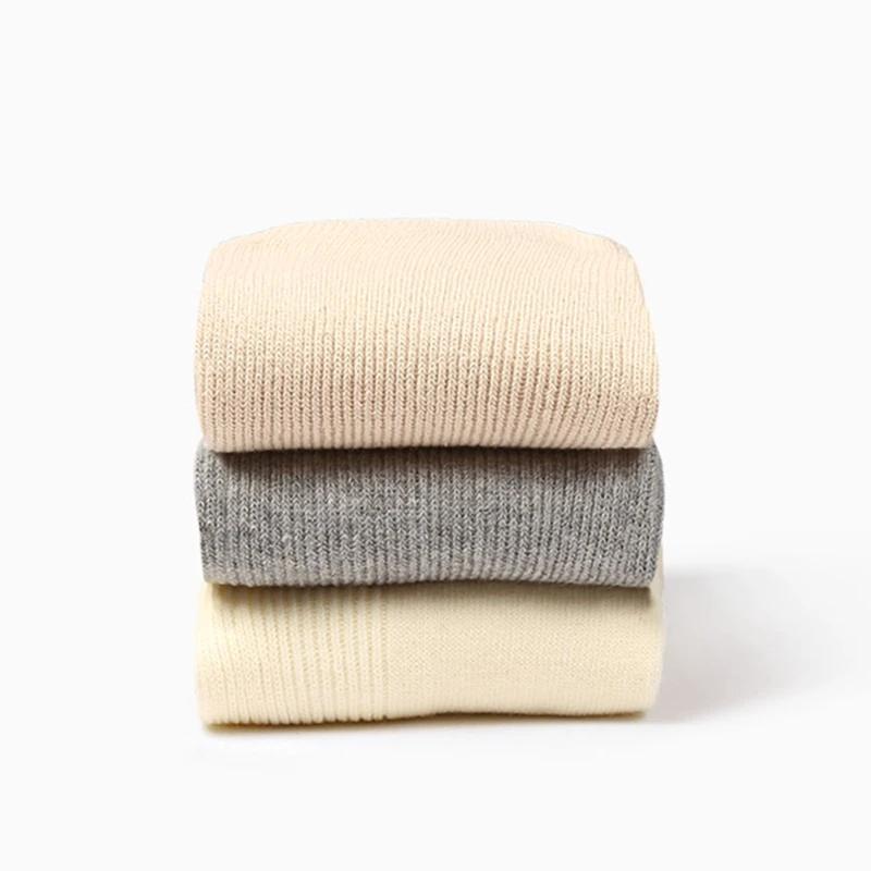 Japanese Korea High School Girls High Socks Loose Solid Colors Double Needles Knitting Cotton Long Socks Women