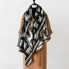 Cat Print Winter Warm Cashmere Scarf For Women Luxury Thick Blanket Shawl Wraps Pashmina Neckerchief Lady Poncho Echarpe