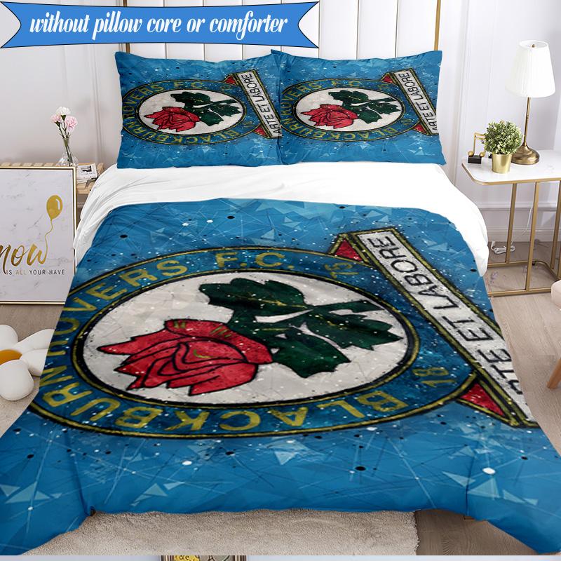 3PCS Blackburn Rovers Crest Football Club Soft Bedding Set,Including 1pc Duvet Cover And 2pcs Pillowcases Perfect for Bedroom, Dormitory, Fan Gift