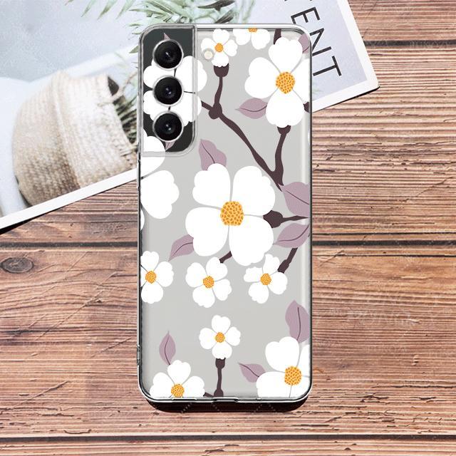 

Прозрачный чехол с желто-белым цветком и цветочным принтом для Samsung Galaxy S23 S22 S21 S20 Fe Ultra S10 S9 S8 Plus 10e S10lite Note 10plus 20ultra Samsung Note 20Ultra