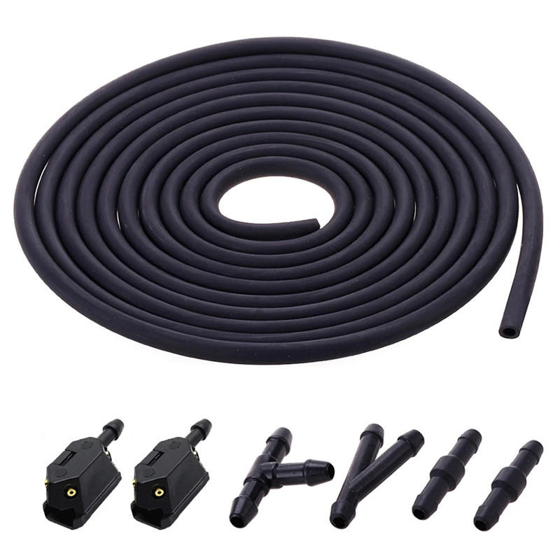 

1Set Universal Mounted Onto Arm Car Windscreen Washer Wiper Blade Water Spray Jet Nozzles Adjusted 4 Way With Pump Hose Pipe чёрный