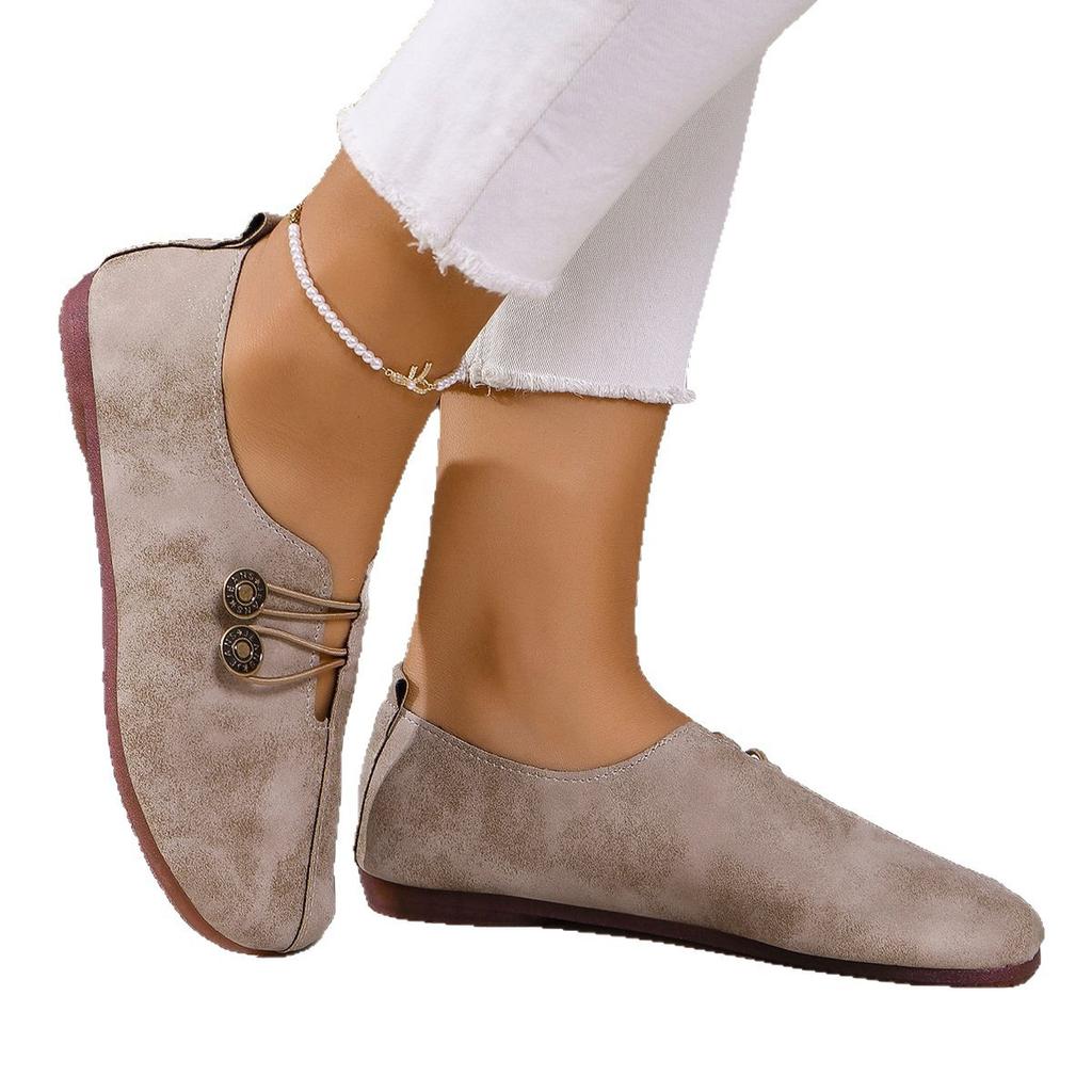 Large Size Flat-bottomed Casual Single Shoes, European, American Spring and Autumn New Flat-bottomed Round Head Shallow Mouth Doudou Single Shoes