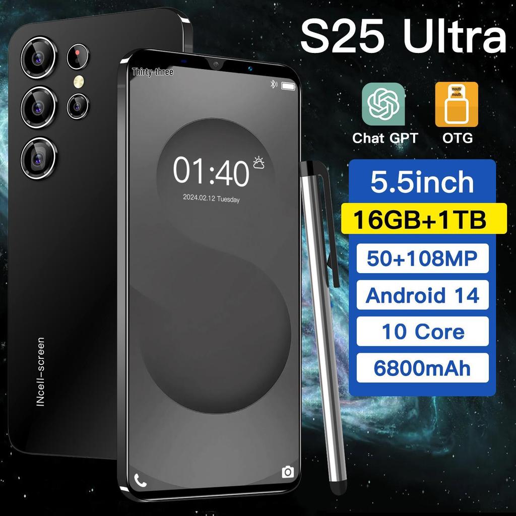 Cross-border S25Ultra 5.5-inch 16GB+1TB Waterdrop Screen Android Smartphone