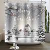 Christmas Shower Curtain Xmas Tree Winter Forest Snow Cute Snowman Bathroom Shower Curtain Waterproof Bath Curtain With Hook