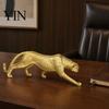 Büro-Desktop-Dekoration Goldene Leopard-Figur Modell, Lebendige Statue, Hockende Lauffigur, Harz-Dekorationsornament für TV-Ständer Eingangsbereich