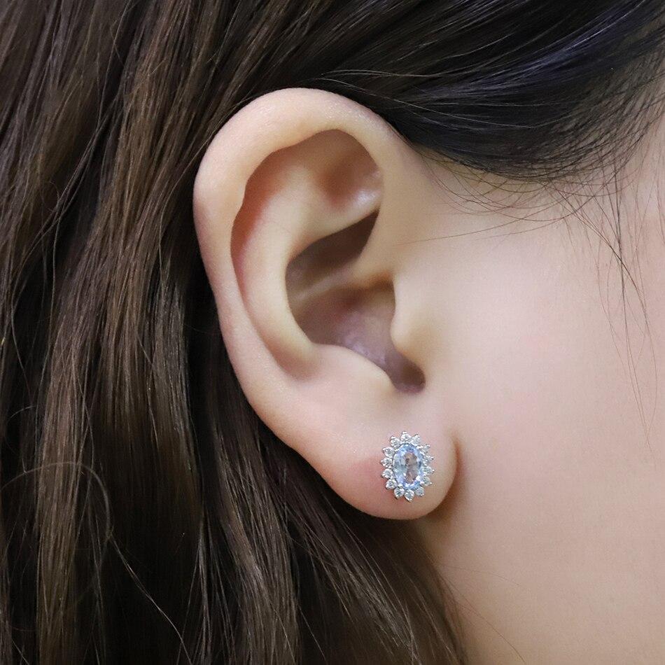 Diana-Ohrringe aus 925er Sterlingsilber, Edelstein, blauer Topas, luxuriöser, rosévergoldeter Ohrstecker für Frauen, Hochzeitsversprechen, edler Schmuck