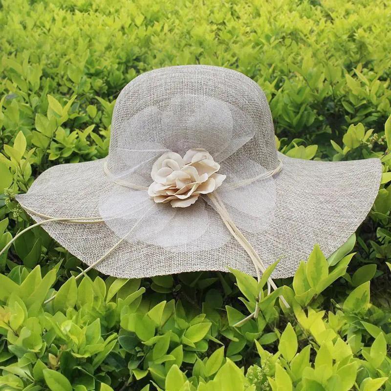 Summer Sun Hat Female Sunscreen Linen Fisherman Hat Sun Hat Beach Hat Travel Wild Flower Straw Hat Beach Seaside Vacation Travel Sun Protection Hat