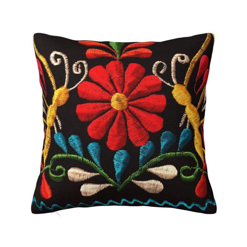 Custom Fashion Mexican Otomi Birds Texture Pillow Case 40x40cm Sofa Folk Floral Art Luxury Cushion Cover Car Pillowcase