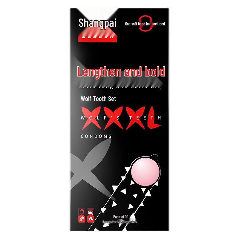 Shangpai XXXL Long & Thick Wolf Teeth Condoms - Pack of 10 Adult Intimate Supplies