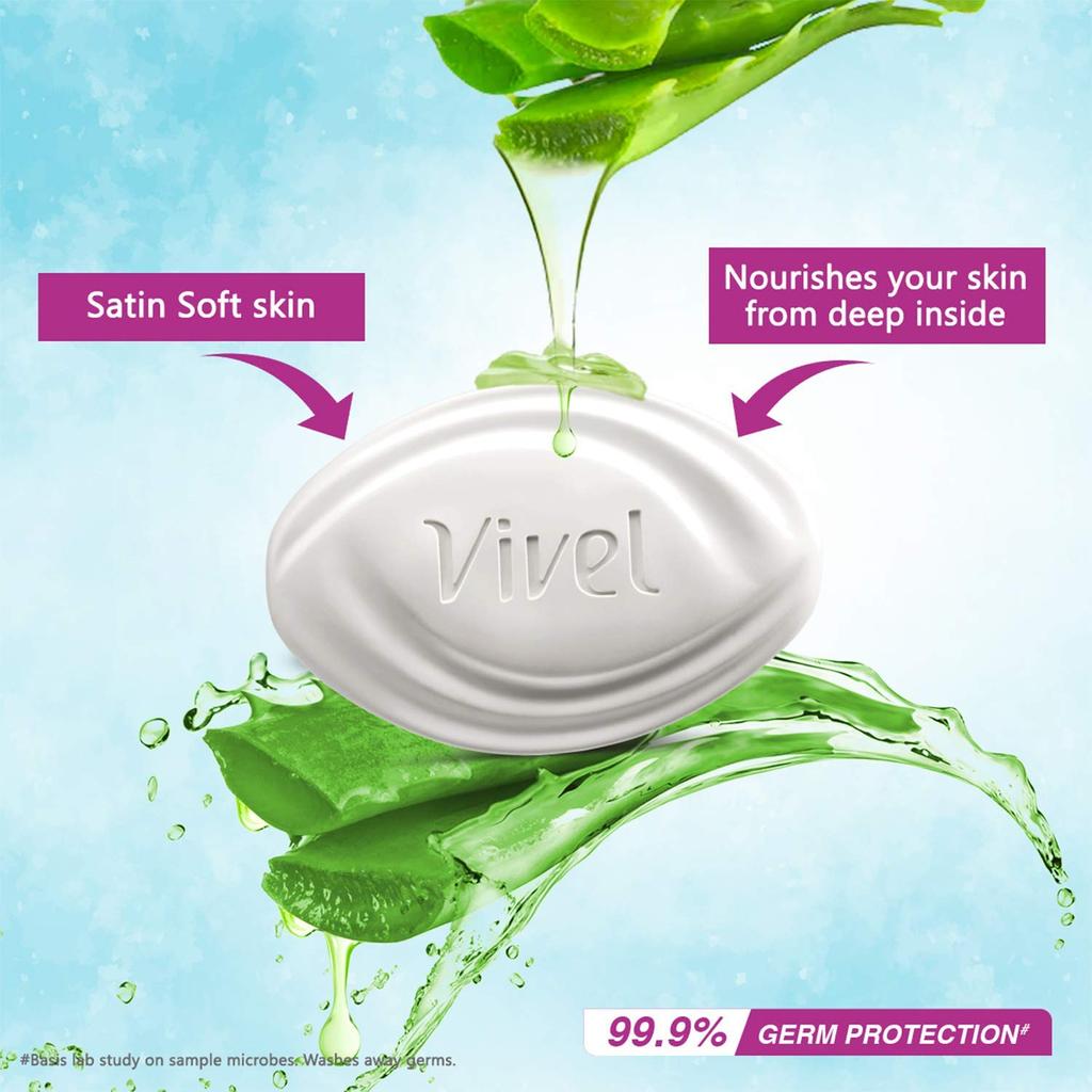 Vivel Aloe Vera Bathing Soap with Vitamin E for Soft, Glowing skin| Refreshing Fragrance| Combo Pack 150g (Pack of 4)