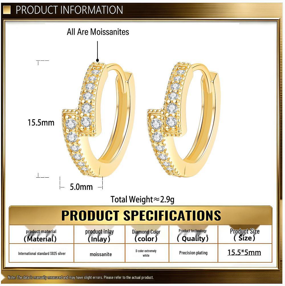S925 Sterling Silver Minimalist Micro-Paved Diamond Earrings - 2024 Luxury European & American Style
