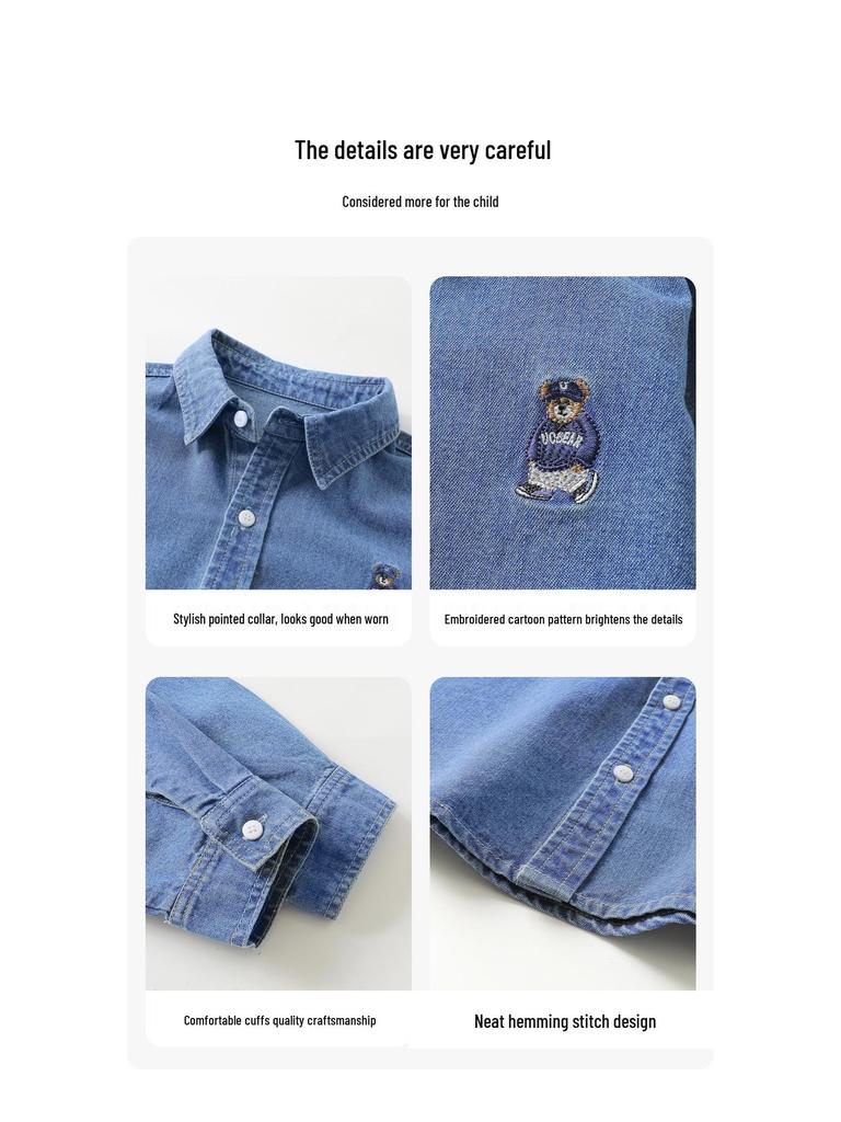2026 Boys' European Denim Shirt Jacket - New Spring/Autumn Kids' Trendy Clothing