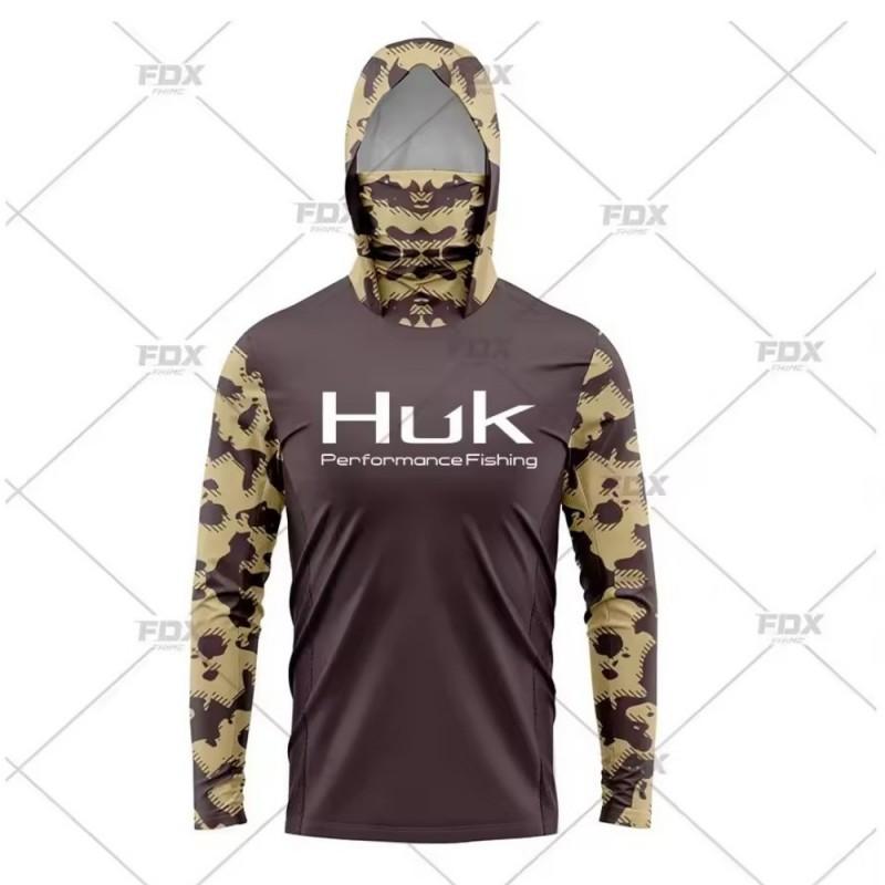 Neues HUK Langarm Kapuzenmaske Angelkleidung Anti-Ultraviolett Atmungsaktiv Lässiges Sport-T-Shirt