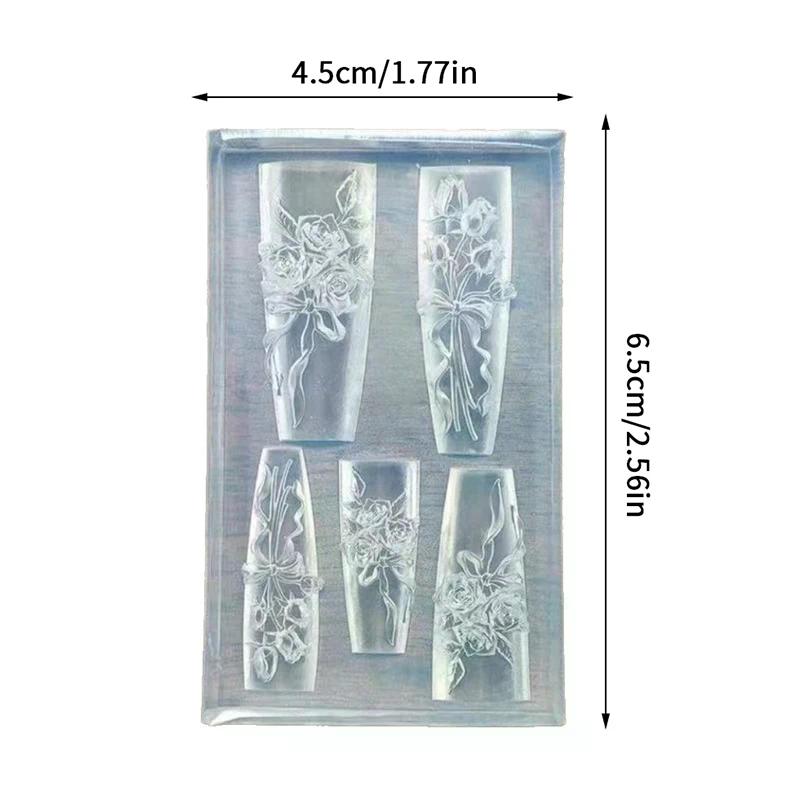 Flowers Rose Fashion High Quality Nail Silicone Relief Shape Nail Art Mold 3d Nail Decoration Nail Salon Accessories Manicure